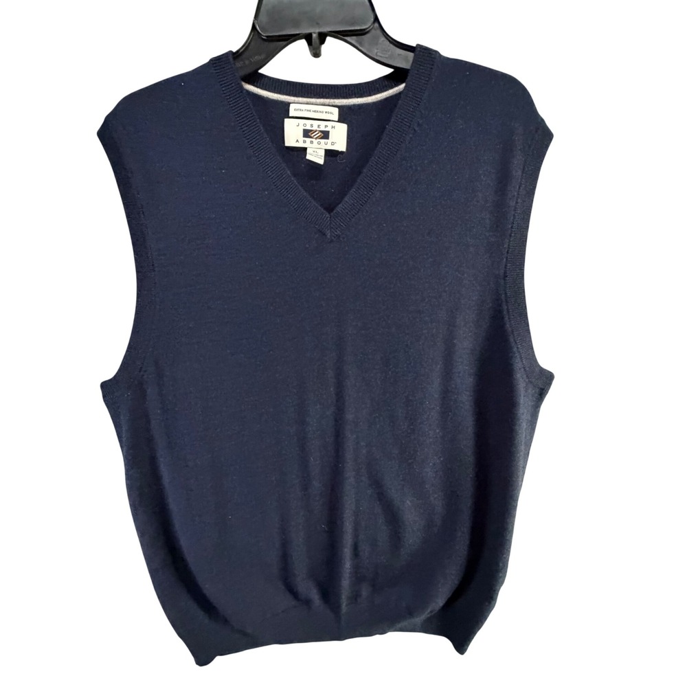 Joseph‎ Abboud Extra Fine Merino Wool Sweater Vest Mens XL Navy Blue Preppy